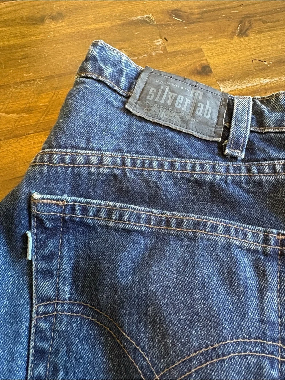 Levi’s Silvertab Baggy Blue Denim Jeans Vintage Wide 32X30 Mens Distressed Y2K